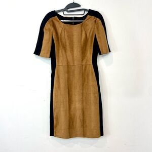 Vanilia Faux Fur Colorblock Ponte Sheath Dress sz S